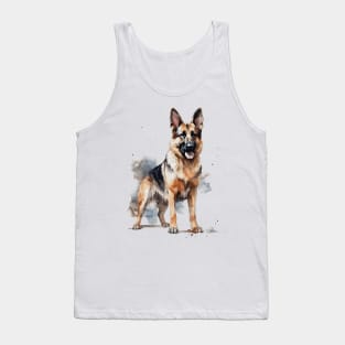 German Shepherd Watercolor Style Tank Top